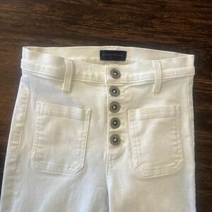 Ramy Brook front and back pocket wide leg stretch white jeans, size 26